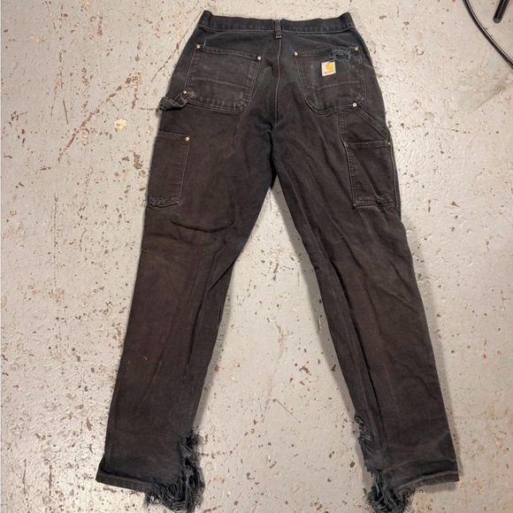 Carhartt Black Carpenter Pants with Distressed Hem